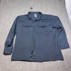 Dickies Shirt Mens 2XL XXL Long Sleeve Work Button Up Temp Control Cooling Blue